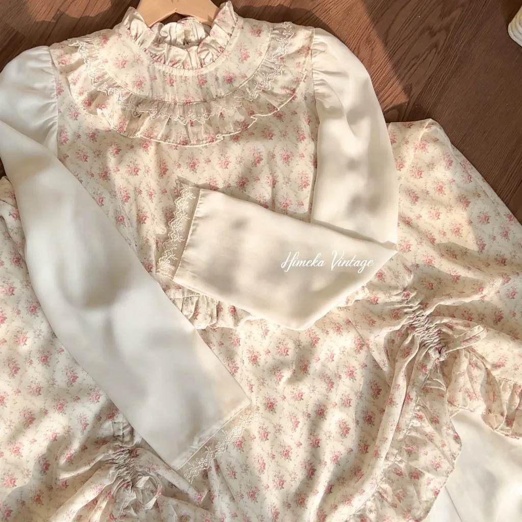 Himeka Vintage - Mariposa Dress (special pattern) - Vintage Dress - Cottagecore Coquette Dress - Floral Dress
