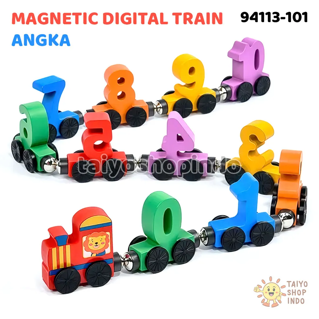 TAIYO Magnetic Digital Train Puzzle Kereta Kayu Magnet Angka Number Belajar Edukasi Mainan Anak