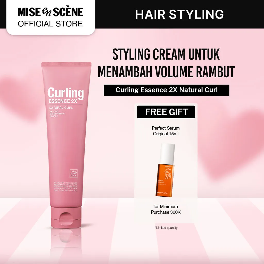 mise en scene Curling Essence 2X Natural Curl 150ml - Krim Rambut dengan Tekstur Ringan Untuk Styling Rambut Ikal Natural Tahan Lama