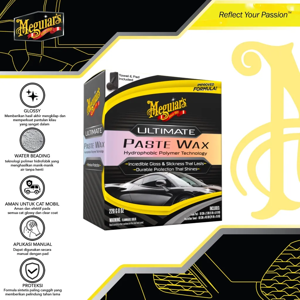 Meguiars New Formula G210608 Ultimate Paste Wax 226g Wax Mobil Pengkilap Perawatan Mobil Motor Kendaraan