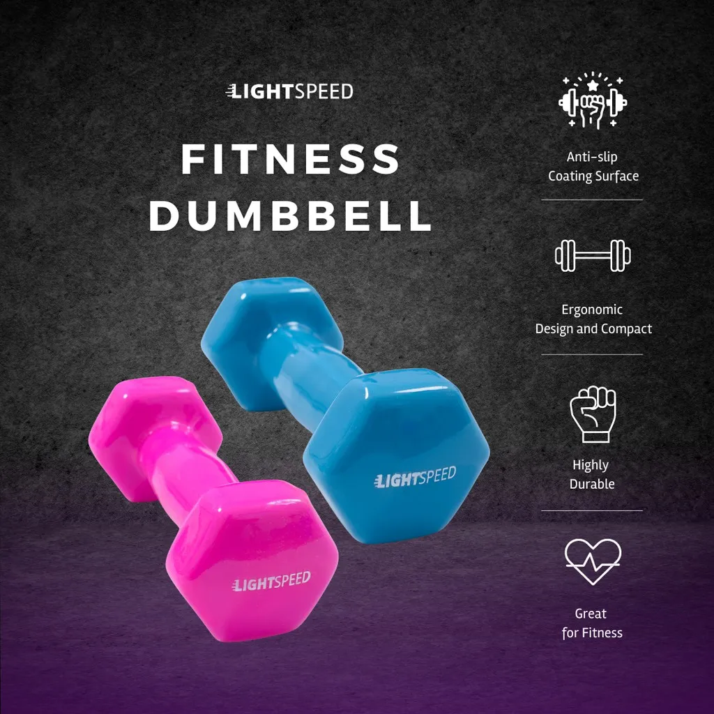 LIGHTSPEED Dumbell 1Kg / Barbel Mini / Barbel Wanita /  Vinyl Cewek/latihan beban
