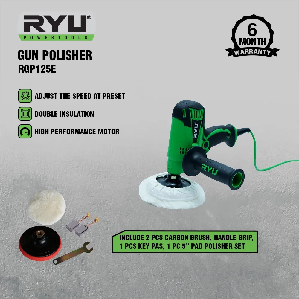RYU Gun Polisher Rgp 125E - Mesin Poles Mobil & Motor