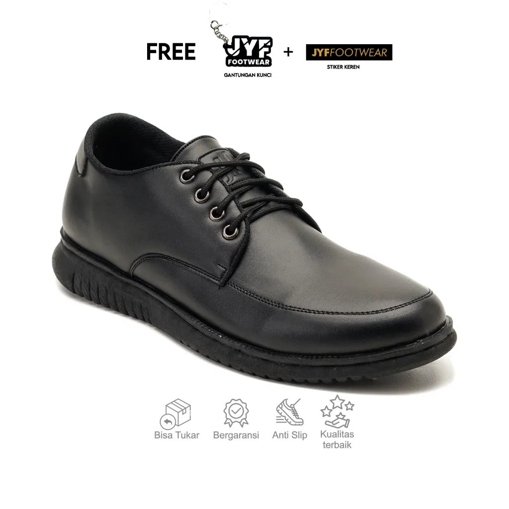 JYF - Dandy Black Sepatu Oxford Pantofel Formal Pria Kulit Kerja Resmi Kuliah Kondangan