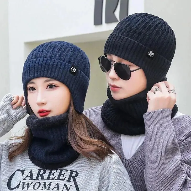 Topi Kupluk Rajut Beanie dan Syal Set / Kupluk Beanie / Topi Kupluk Set