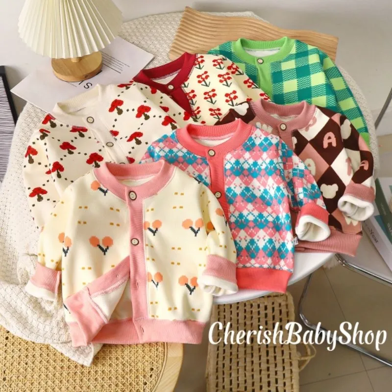 Sweater Anak Perempuan Laki Laki 0-4 Tahun Bahan Tebal Lembut Premium / Jaket Bayi Bermotif/ Cardigan Anak Bayi / Outerwear Baby