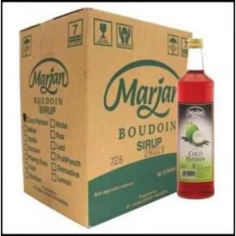 Sirup Marjan Boudoin Cocopandan Merah 1 Dus / Karton isi 12