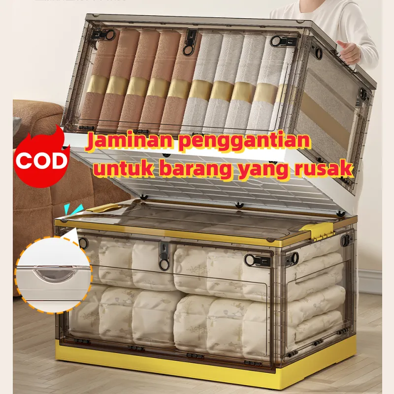 Transparan Storage box Foldable Penyimpanan Box Kapasitas ekstra besar kontainer box tempat penyimpanan serbaguna box Buku, pakaian, mainan, makanan ringan organizer Penyimpanan