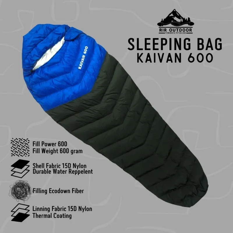 SLEEPING BAG BULU ANGSA SINTETIS ECODOWN THERMAL RIR OUTDOOR KAIVAN 600 SELIMUT CAMPING goose down BERKUALITAS bulang sleepingbag mummy