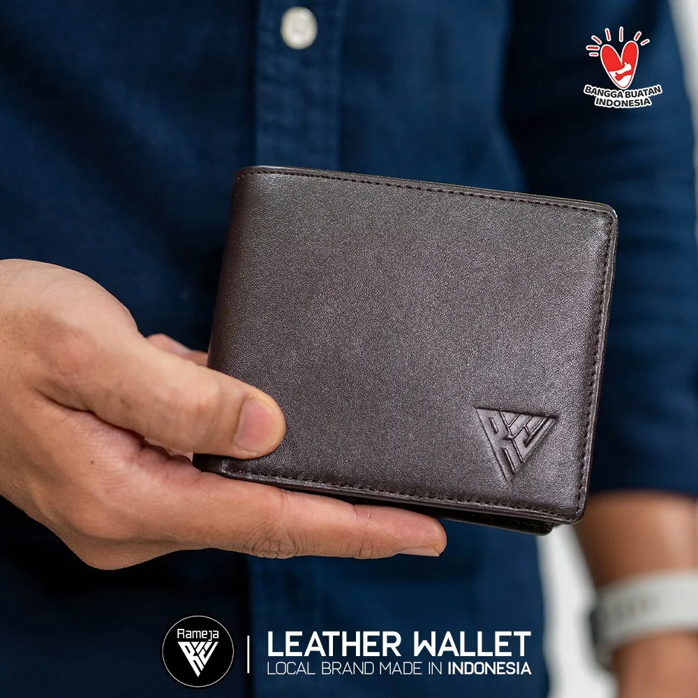 RAMEJA Dompet Pria Bahan Kulit Asli Motif Full Grain RMJWS03