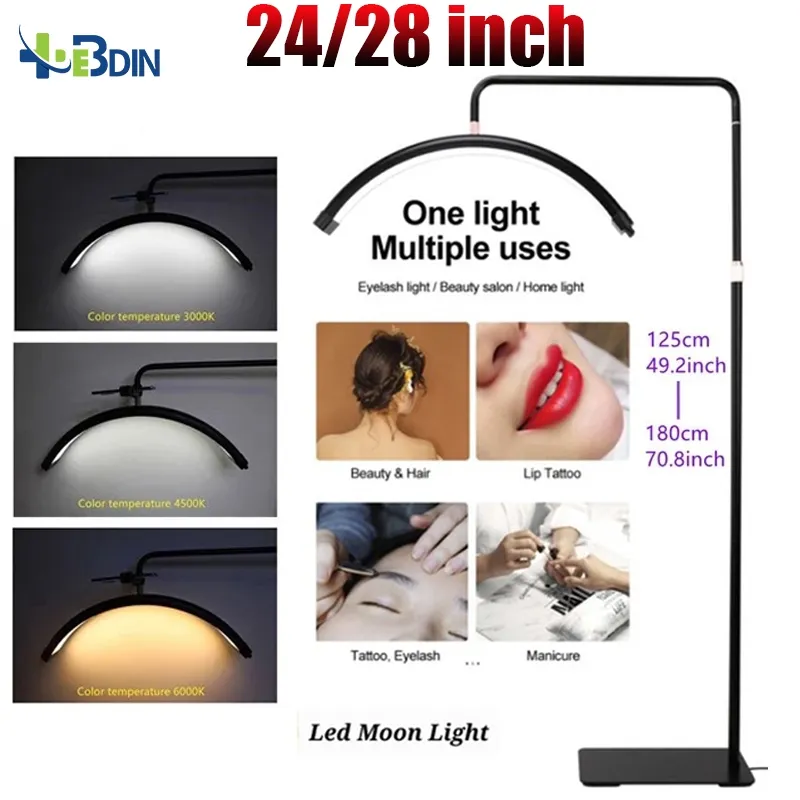 BD  COD  Lampu Facial 125-180cm 360° Remote 3 Warna LED Lamp Salon / Professional Lampu Eyelash Extension Berdiri Lampu Standing (Hitam/Putih/Merah muda)  Lash Light Moonlight Lampu Studio Make Up Mua Beauty Salon Eyebrow Eyelash Tatoo Artist Mengisi Cah