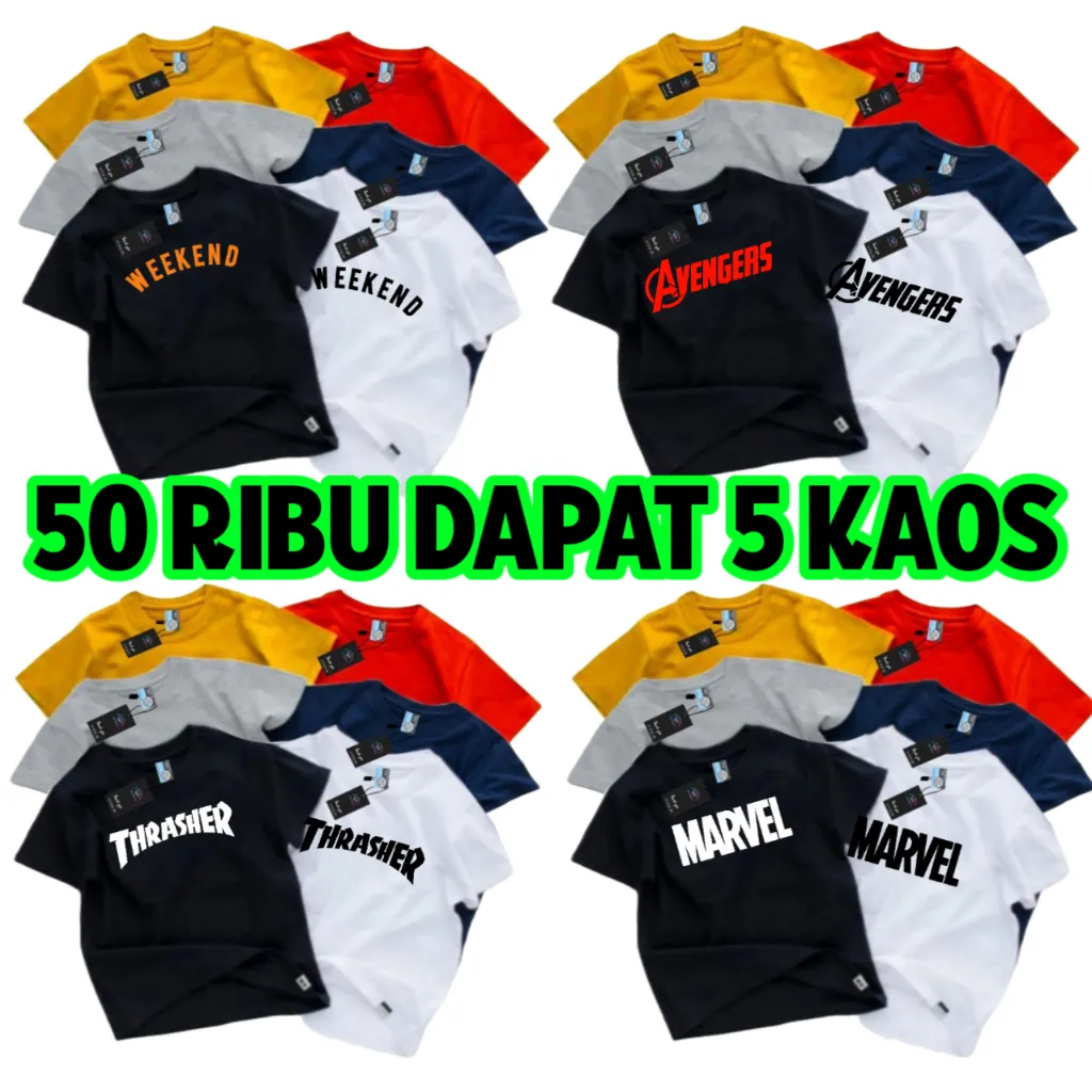 PAKET 5 PCS BAJU DISTRO ANAK LAKI LAKI USIA 1 SAMPAI 10 TAHUN