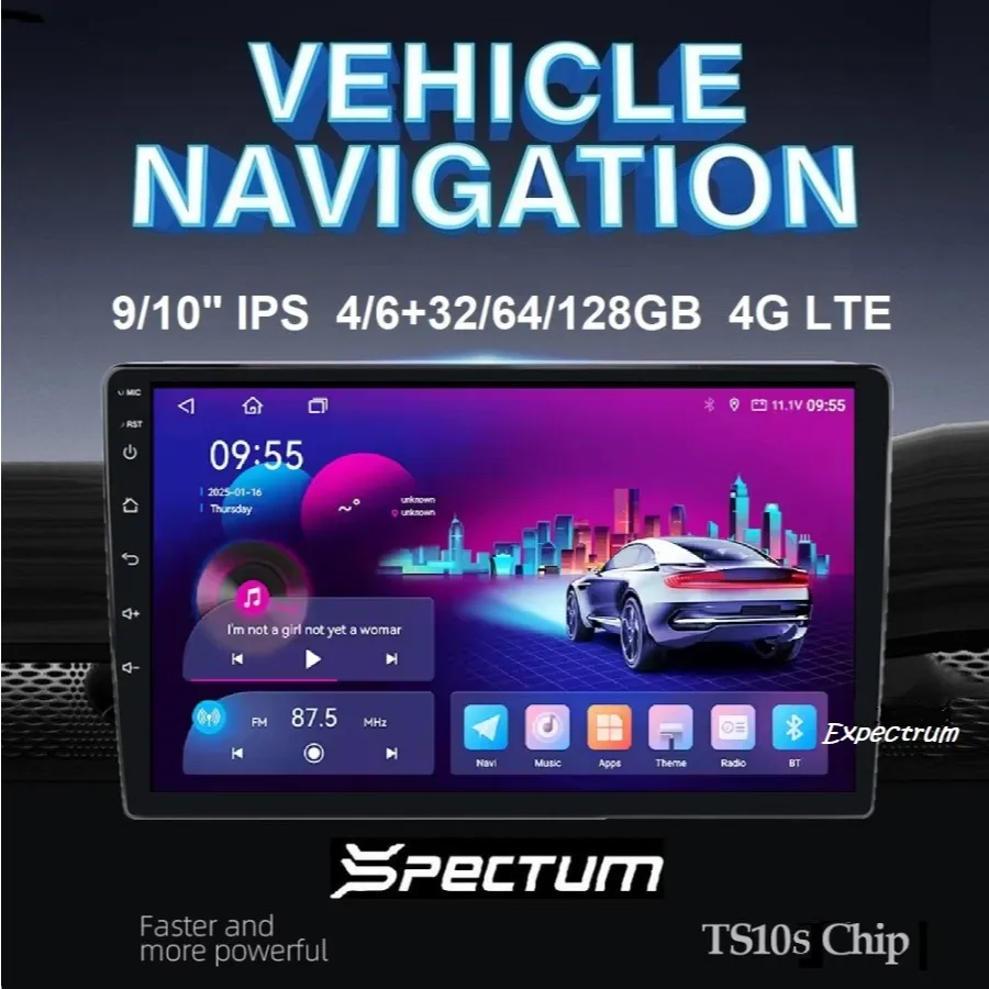 Headunit Android TS10 S  UIS7862 SPECTUM. QLED DSP 4G GPS BT WIFI, Apple Carplay, Android Auto & Mirrolink