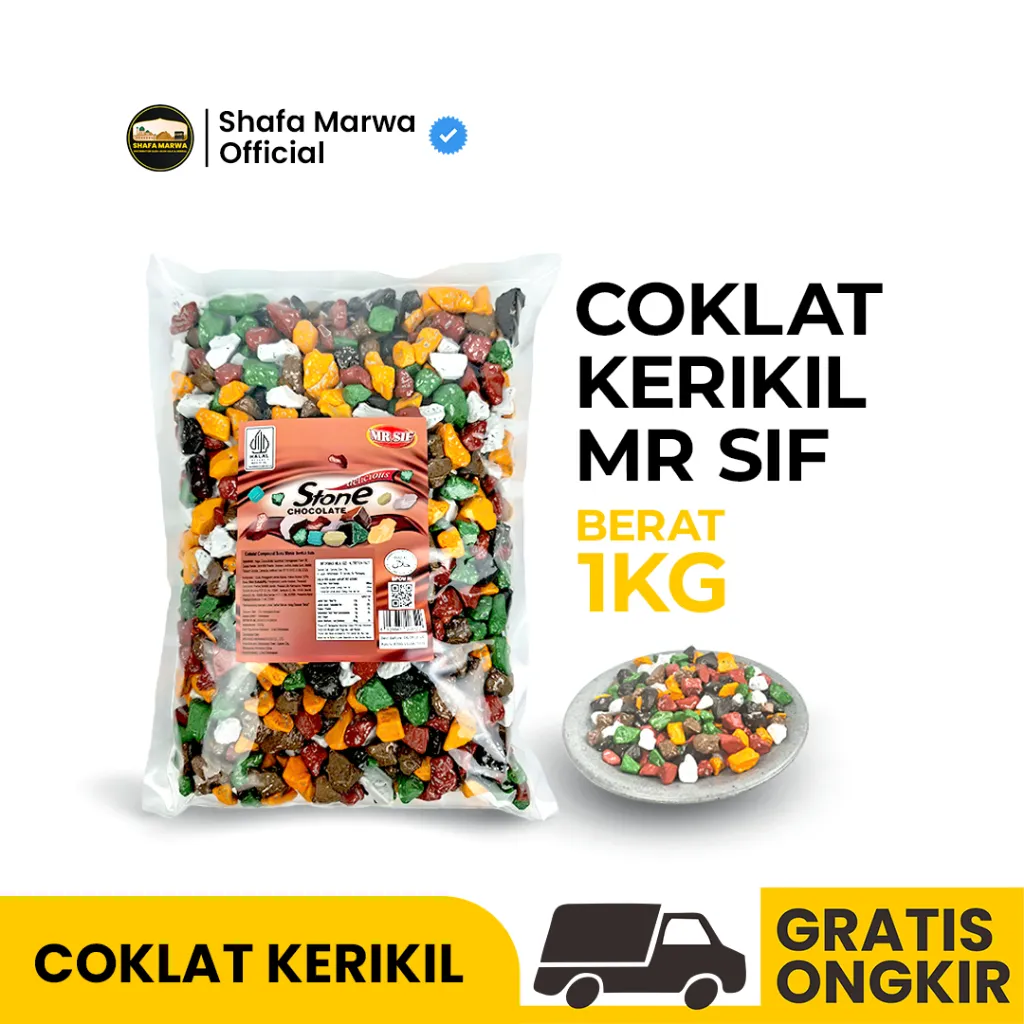 Coklat Kerikil Arab 1kg | Coklat Kerikil Mr . Sif | Permen Coklat Arab Batu kerikil Original Renyah