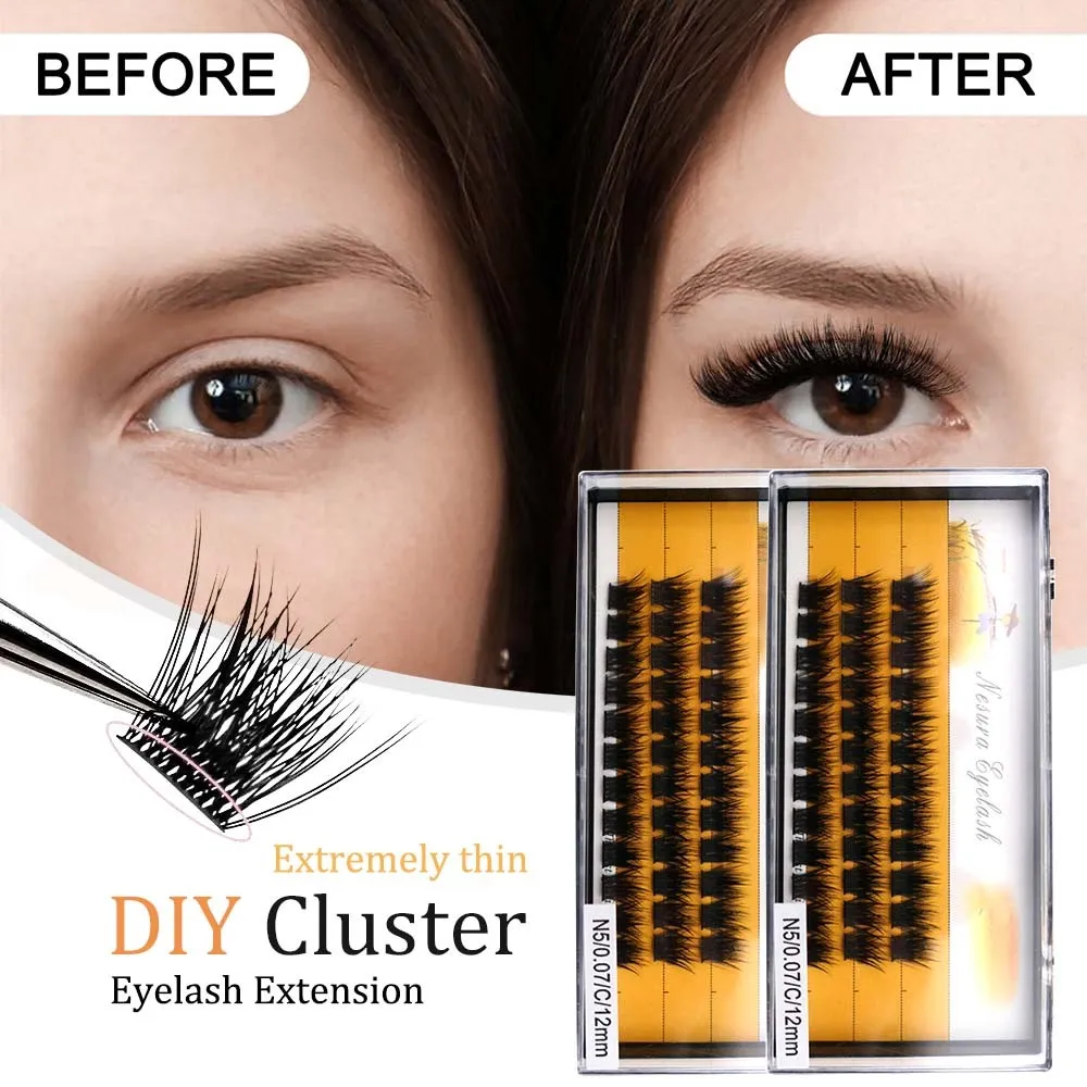 【COD】Nesura Premade Volume / Nesura Eyelash Extension / Bulu Mata Palsu Individual Kacang mata alami 3D, kacang mata palsu Korea diperoleh