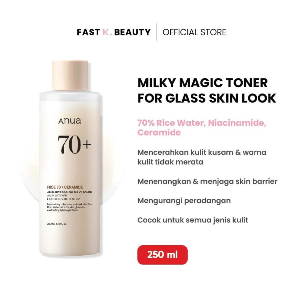 [BEST SELLING] ANUA Rice 70 Glow Milky Toner 250ml | Melembabkan Kulit Kering