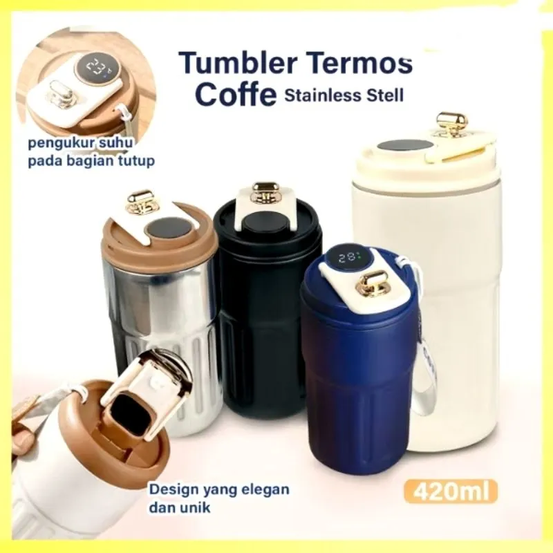 Botol Minum Tumbler Aesthetic Coffee Smart LED Stainless Steel