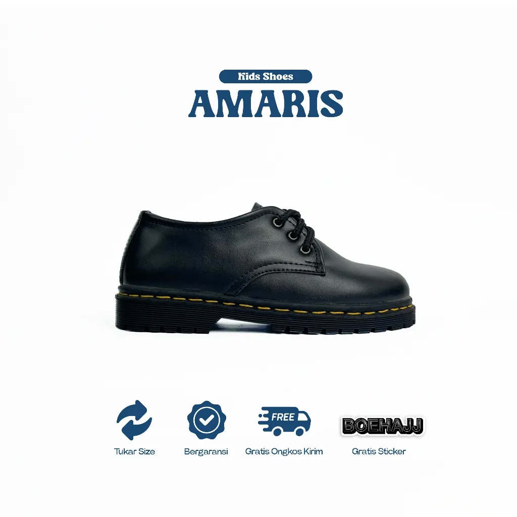 BOEHAJJ Sepatu Formal Anak Model Pentofel Laki Laki Perempuan Usia 2 - 5 Tahun - Amaris Black