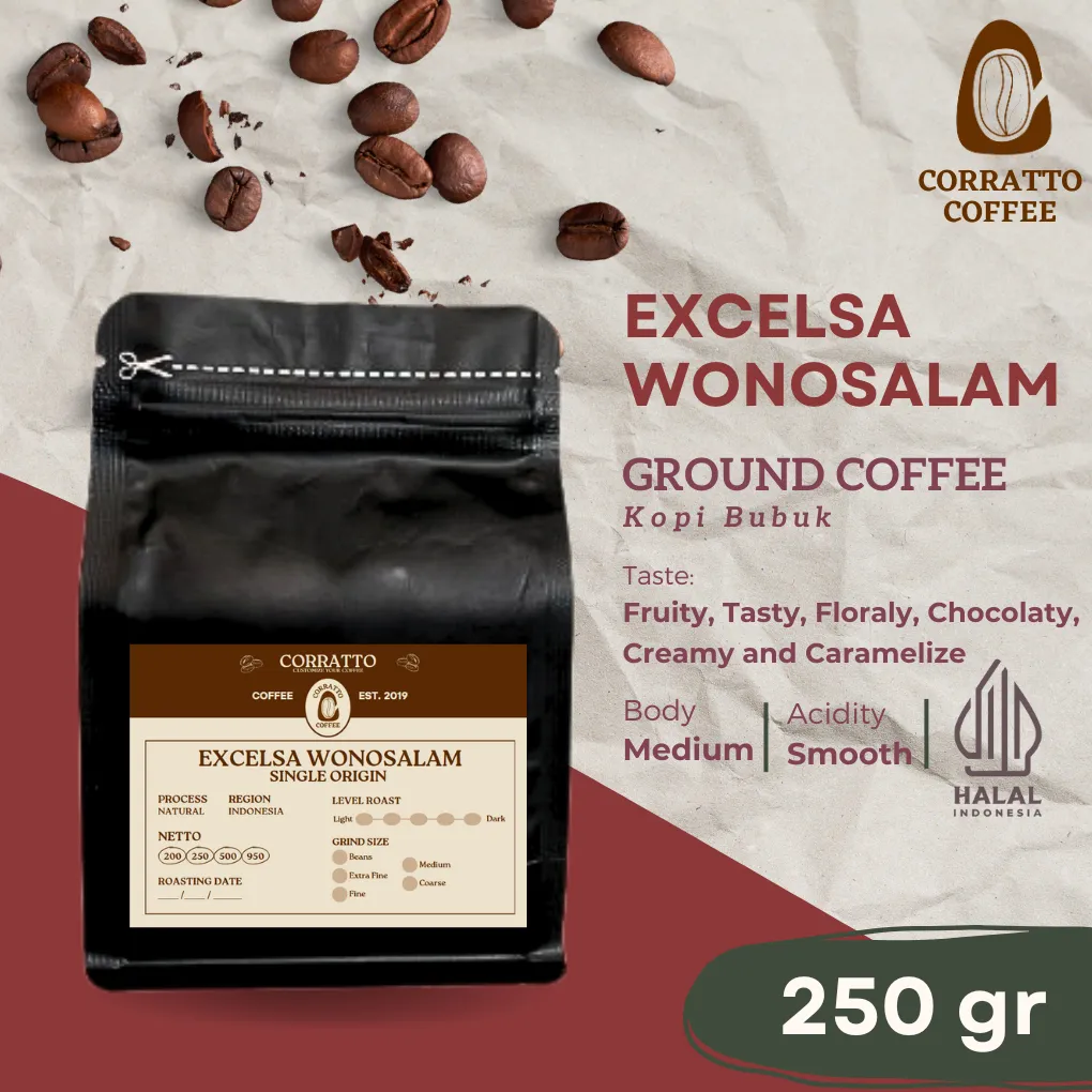 Bubuk Kopi Excelsa Wonosalam 250 gram Corratto Coffee