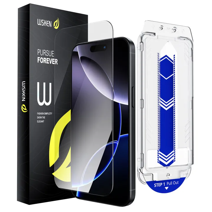 [Tanpa tepi hitam]WSKEN Tempered Glass Clear/Privacy Glossy Auto Align Tech Anti Gores Screen Protector Full for iPhone X XR17e 17 17 ProMax 16 16 PROMAX 16PLUS 15 PRO MAX 15 PLUS 14 PLUS 14 PRO MAX 13 PRO MAX 12 PRO MAX 11 PRO MAX XS XS MAX