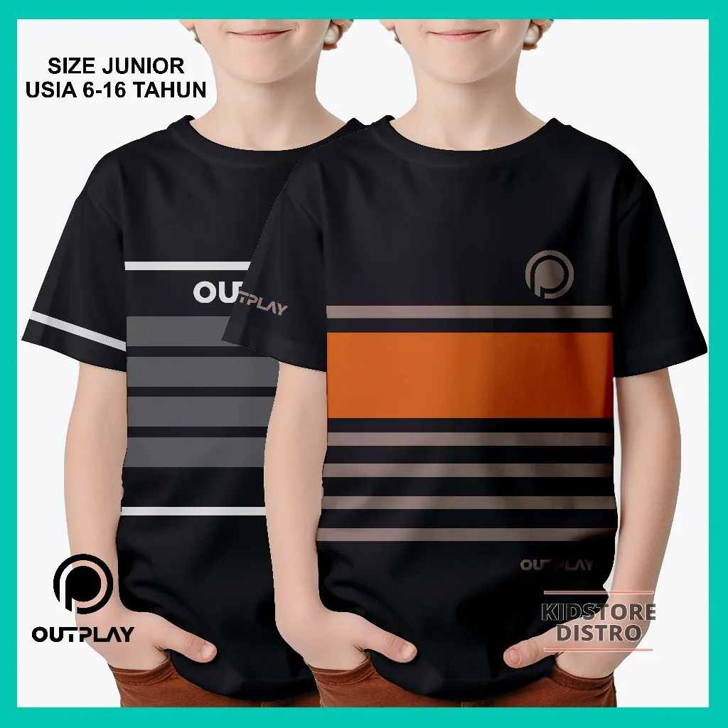 Kaos Anak Distro Motif Kombinasi Ukuran Junior Anak Tanggung Usia 6-16 Tahun Katun 24s Outplay