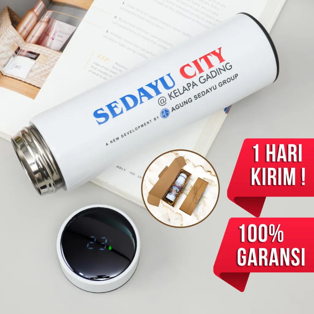 Tumbler Minum Termos Custom Print UV Suhu Led Botol Stainless Steel Smart Temperature