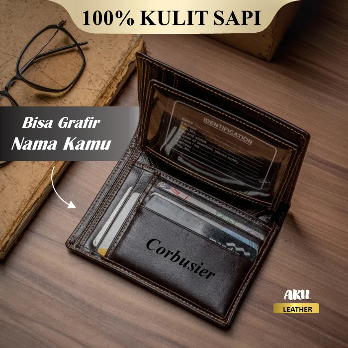 Dompet Kulit Sapi Asli Lipat Pria Original Branded 100% Kualitas Premium Leather Wallet RNGR