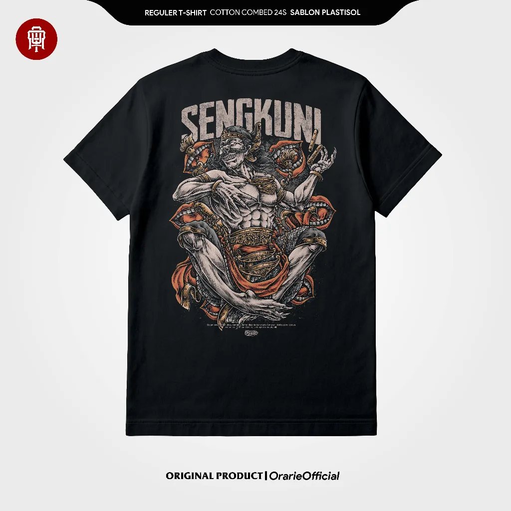 Orarie Kaos Sengkuni Hitam Pria dan Wanita Katun Combed 24s Sablon Plastisol M-4XL Kemasan Premium