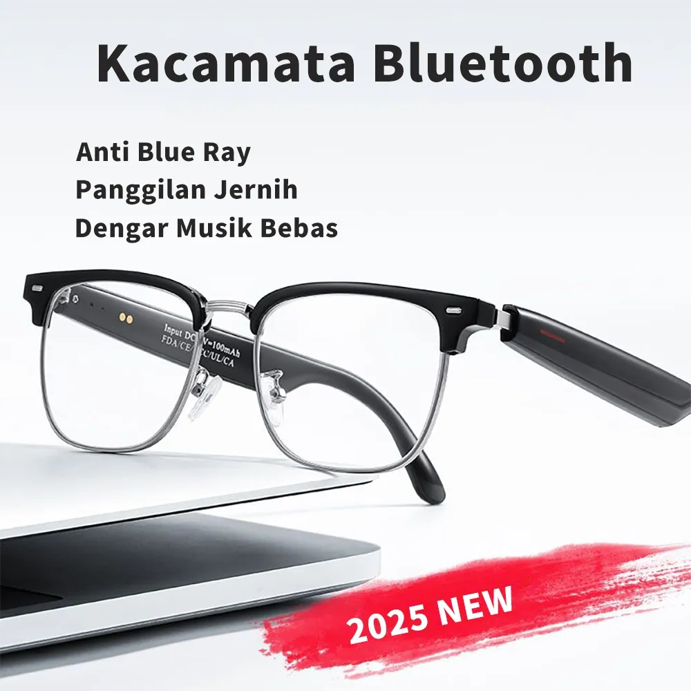 Matei Smart Glasses Wireless Bluetooth 5.0 Sunglasses Outdoor Sport Hands-Free Calling Music Anti-Blue Eyeglasses Sunglasses With Bluetooth Kacamata Handsfree Headset Full