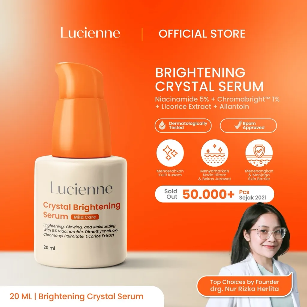(PRE ORDER)Lucienne Crystal Brightening Serum - Serum Pemutih Wajah / Serum Glowing / Serum Niacinamide 5% [NEW PACKAGING]