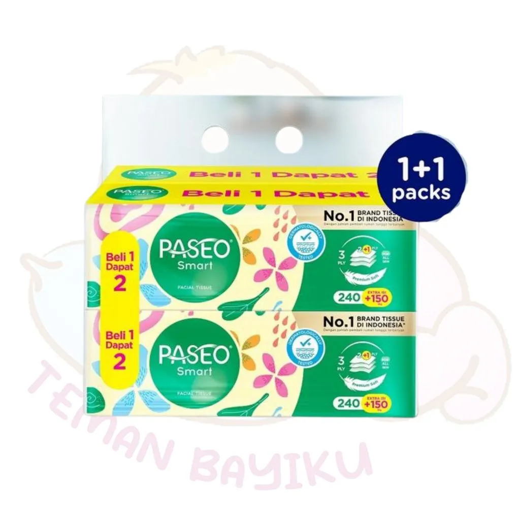 [BUY 1 GET 1] PASEO Smart Tissue Facial 3 Ply Premium Soft Tisu 240sheet Extra Isi 150
