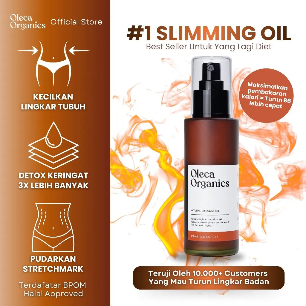 Oleca Organics Body Slimming Oil 100ml FULL SIZE - Pembakar Lemak - Slimming Oil Pelangsing - BUSUI FRIENDLY - BPOM