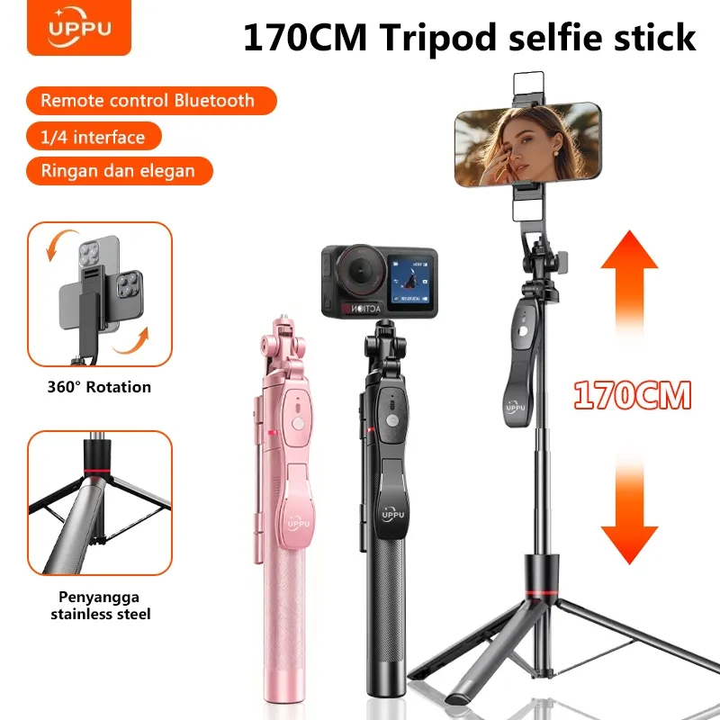 UPPU U17 Selfie Stick Tripod Tongsis HP Holder 170CM HP Kamera DSLR Tongsis Dengan Multifungsi Bluetooth Remote Control