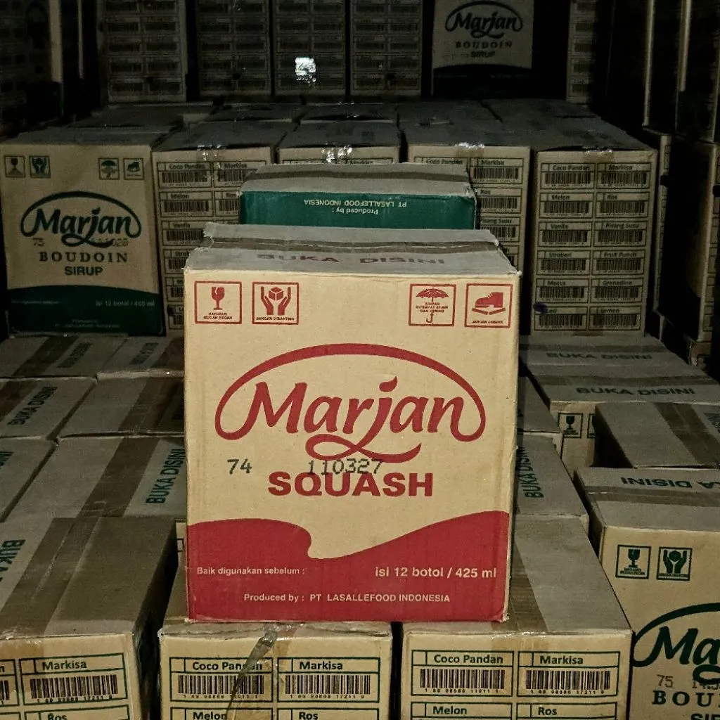 ED 2027 CTN 12BOTOL - SIRUP MARJAN SQUASH / BOTOL KACA GOJEK ONLY ( KHUSUS EXPEDISI INSTANT )