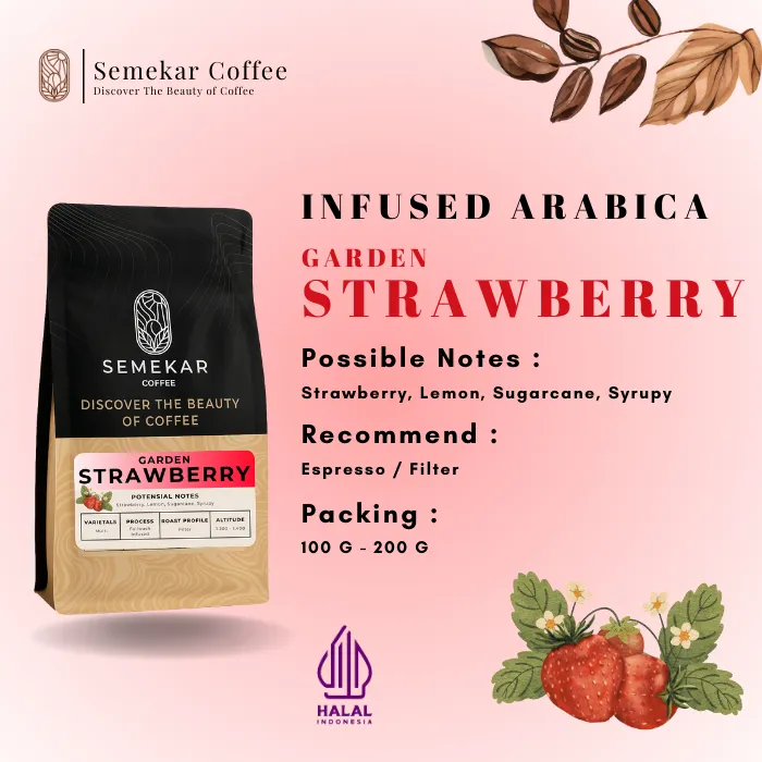 Semekar Coffee - Biji Bubuk Kopi Arabika Strawberry Garden Infused Specialty Roasted