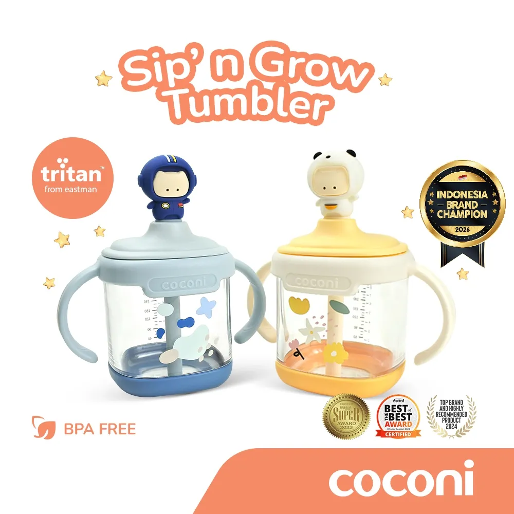 COCONI Sip' n Grow Tumbler 260ml | Sippy Cup | Gelas Susu Anak Sedotan | Anti Tumpah Anti Pecah - Gelas Minum | Cangkir Bayi
