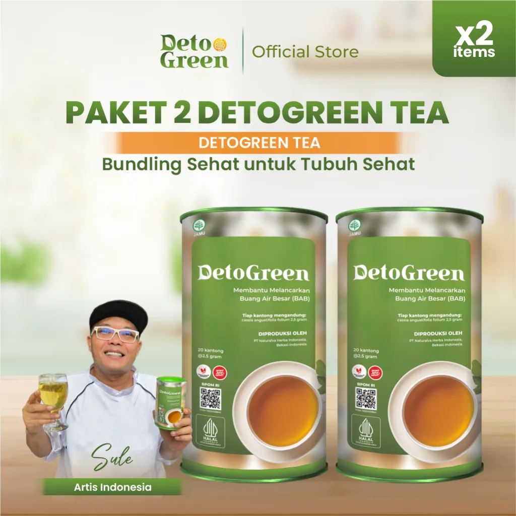 DETOGREEN Paket Teh Detox Sistem Pencernaan 2 Pcs