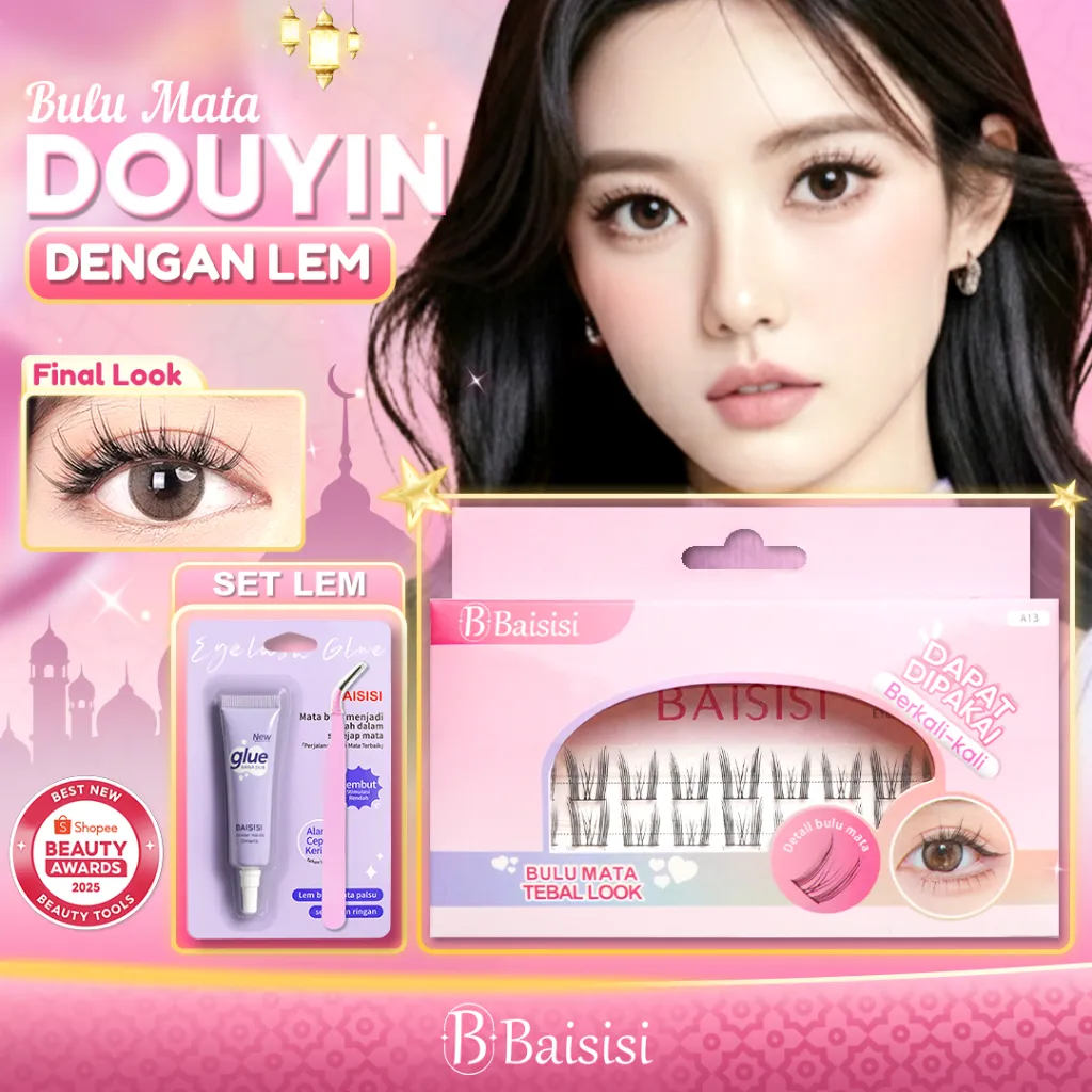 BAISISI A13 Anime Bulu Mata Palsu Ringan Eyelash Extension Satuan Premium Dapat dipakai berulang cocok untuk pemula reuseable dengan lem praktis
