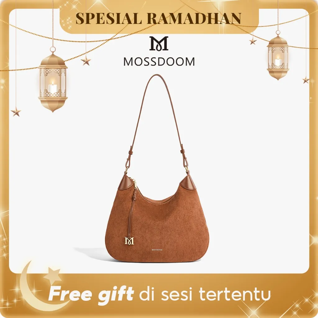 MOSSDOOM Tas Totebag Tulia Bag  Kulit SuedeTas Berkapasitas Besar Ornamen Kecil
