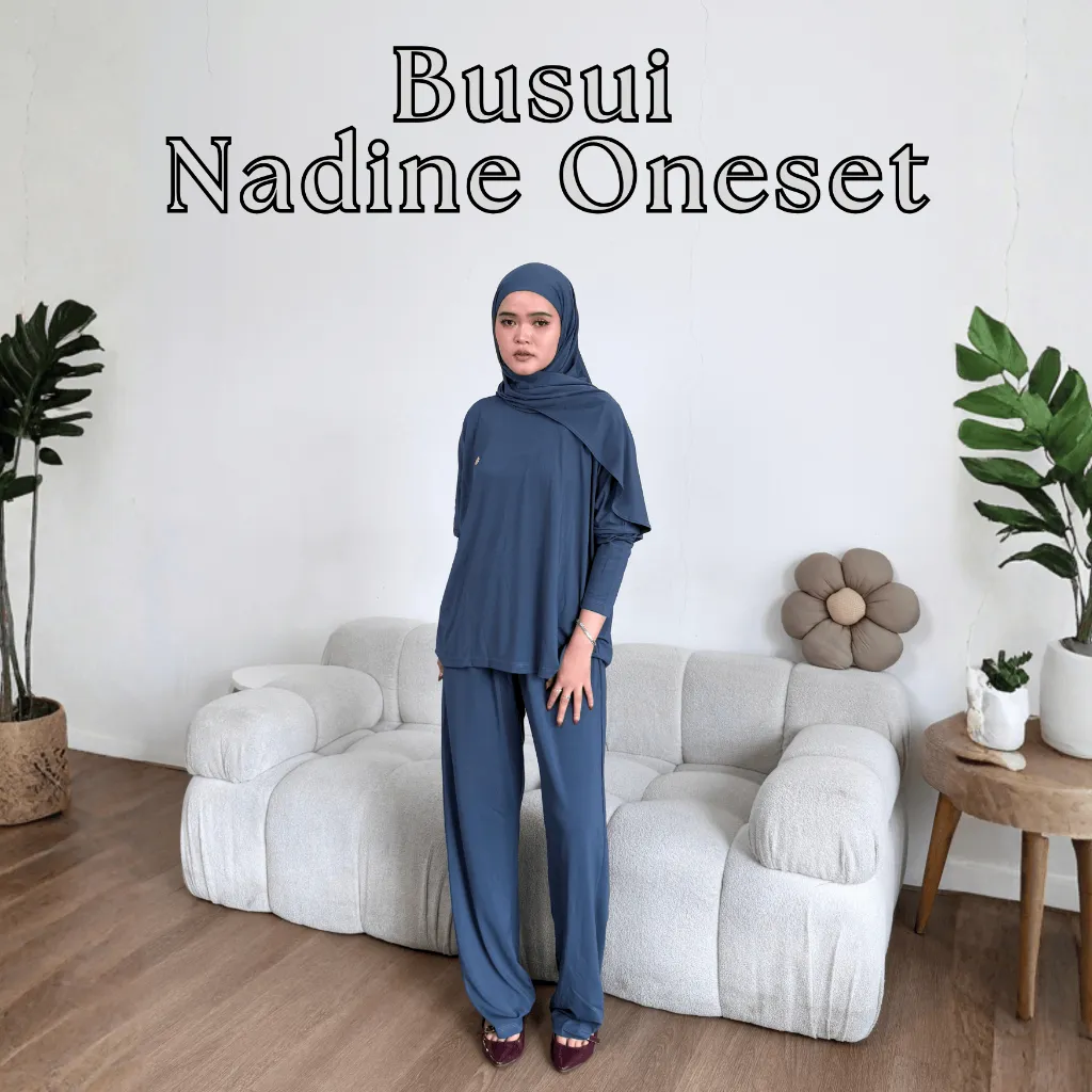 RAABIHA | Busui Nadine Set | Oneset Jersey Premium | Setelan Wanita Muslimah Modis  | Baju Set Casual Ibu Menyusui | Nyaman untuk Hangout, Kerja, & Daily OOTD