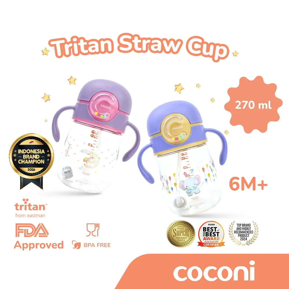 Coconi Tritan Bottle 270ml | Botol minum bayi anak dengan pemberat 360 | Baby drinking sippy cup