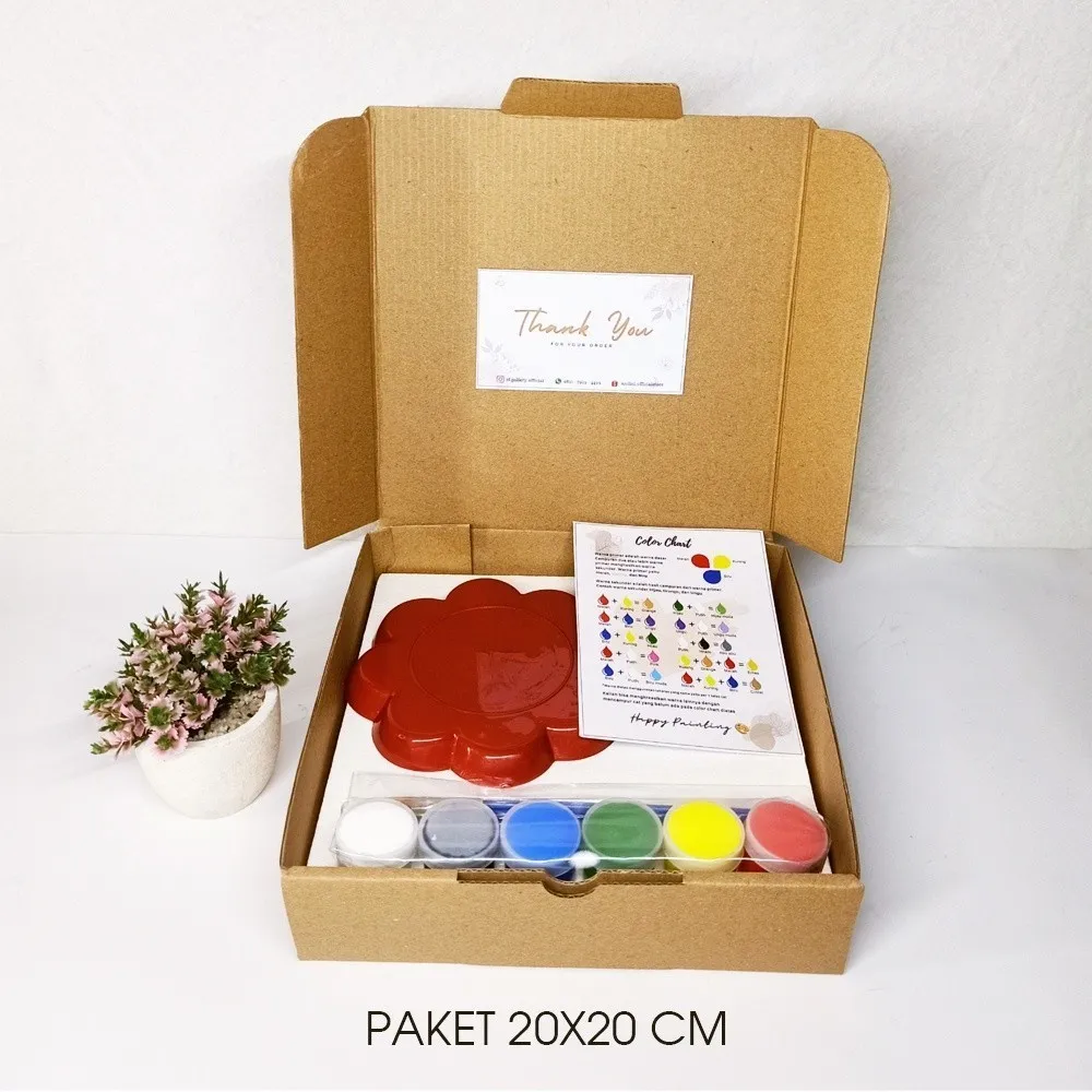 Kanvas Lukis 1 Paket Peralatan Melukis Kanvas 20 x 20 cm 4 in 1