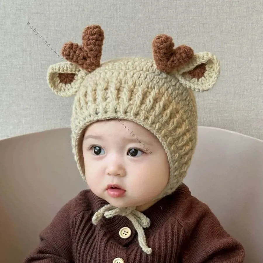 Kupluk Rajut Baby Rusa Kepang Bayi - 5 Tahun / Topi Ala Korea Import Premium Newborn Anak Laki Perempuan Bayi 0 3 6 12 18 Rajut Kepang Beanie Hat BabyCinnamon Fashion  Cantik