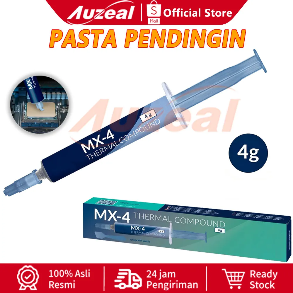 Auzeal Pasta Pendingin MX-4 Kualitas Tinggi - Gel Pasta Thermal Untuk CPU, GPU, VGA Laptop & Komputer Desktop - Penghantar Panas Efektif