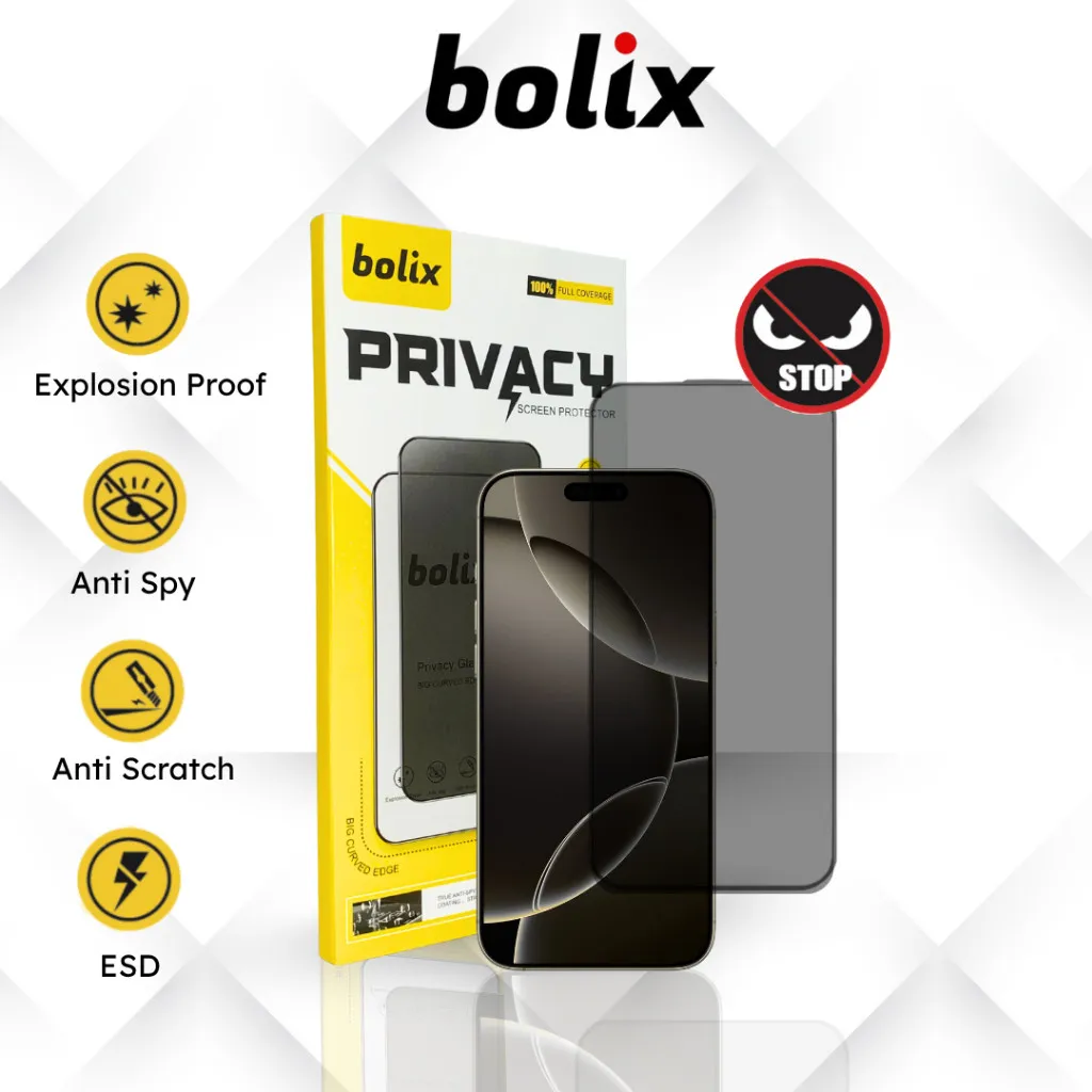 Bolix Privacy Tempered Glass For Samsung A56 5G (Full Cover + Anti Spy + Anti Static)