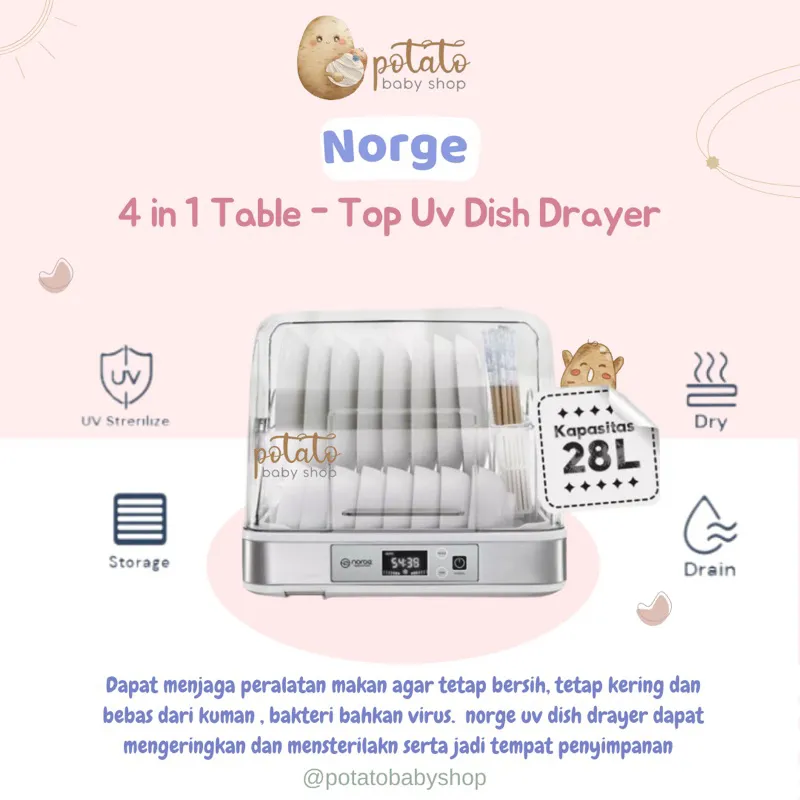 Norge 4 in 1 Table Top UV Dish Dryer - 28L Pengering dan Steril Piring