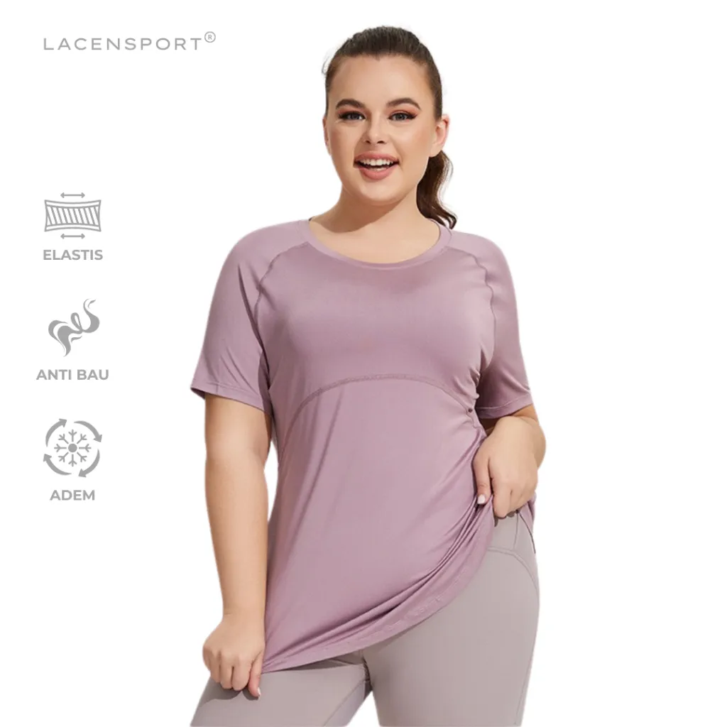 LACENSPORT - Bella Sport T-Shirt Big Size Kaos Baju Olahraga Jumbo Wanita Gemuk Lengan Pendek Polos