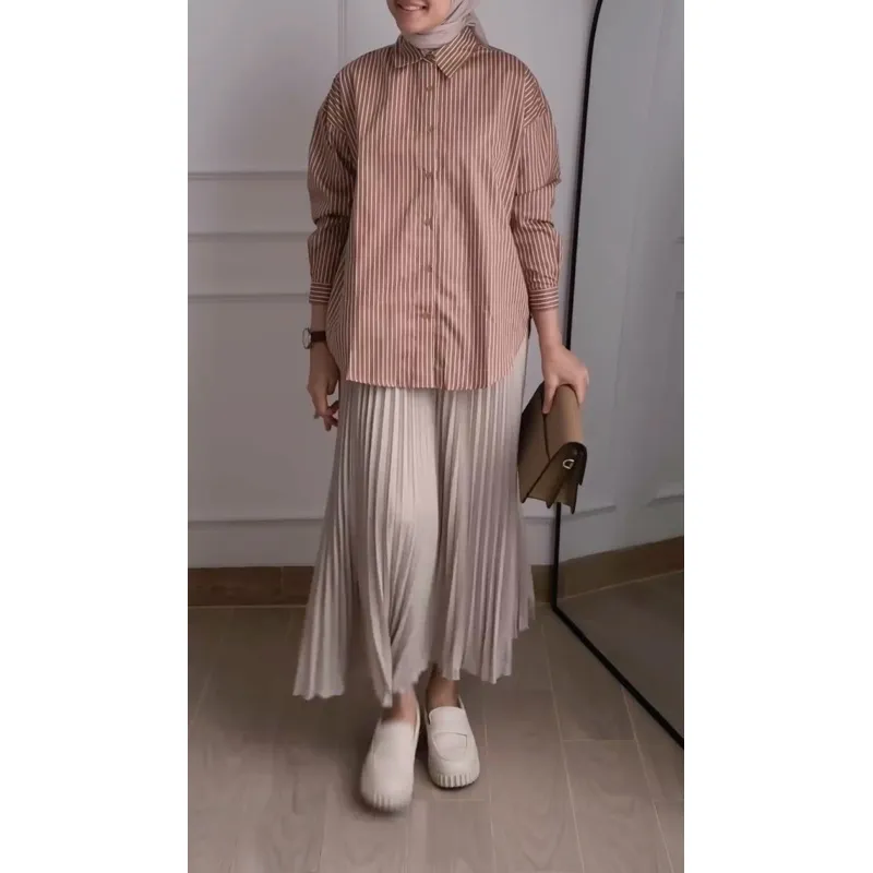 TUKUBUU - Nilam Kemeja Stripes Katun / Stripes tshirt cotton / Shirt Kemeja Salur Wanita / Kemeja Katun / Pakaian Wanita / Striped Shirt / Kemeja garis / Oversized Petite size