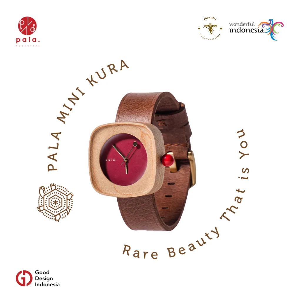 PALA Nusantara KURA MINI JAM TANGAN KAYU DAN KULIT ASLI FASHION Wanita Pria Unisex