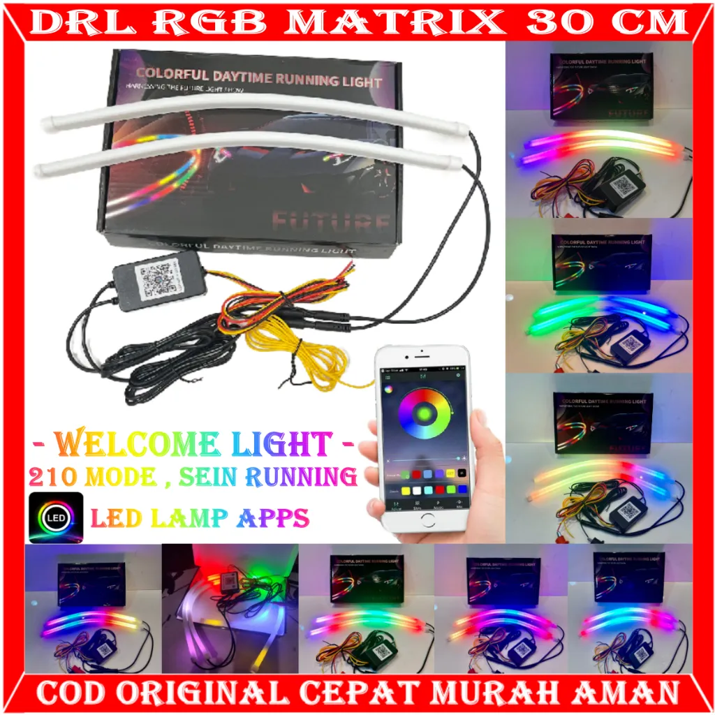 ORIGINAL DRL RGB MATRIX 30CM UNIVERSAL MERK SXC ALIS 30 CM RGB KUALITAS PREMIUM