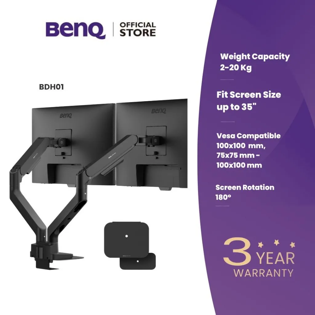 BenQ BDH01 Ergo Monitor Arm -Sturdy Monitor Mount for Up to 35'' & 44lbs Screen